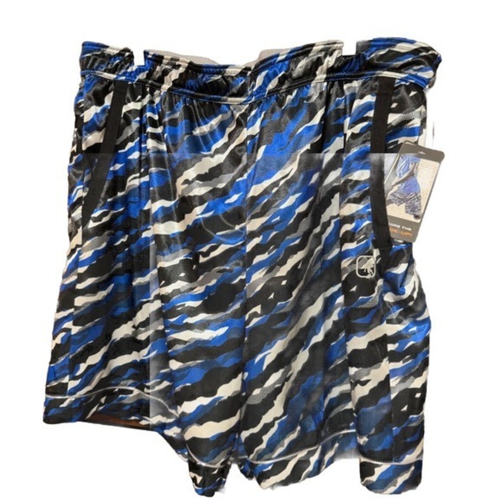 AND1 Mens Basketball Gym Court Workout Shorts Size 2XL  Navy Blue Stripe 8" Inse